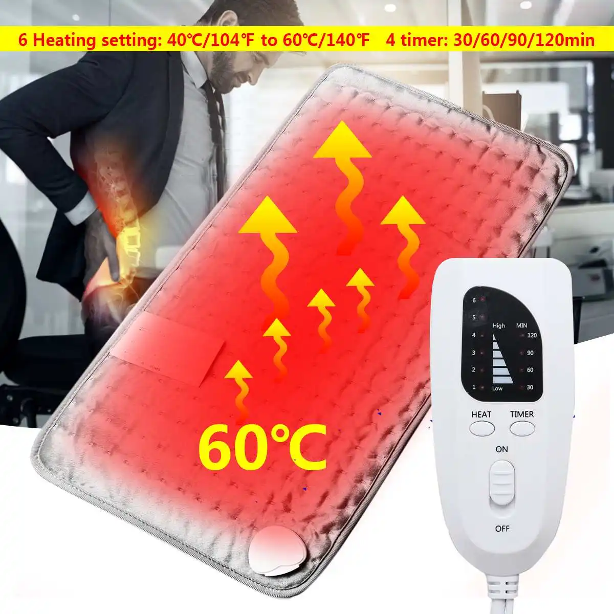 Us/uk Plug 6 Heating Setting Electric Thermal Therapy Heated Pad Neck