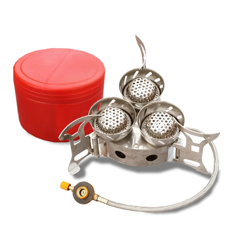 

Three Chambers Cooker Portable Folding Outdoor Camping Fierce Fire Stove Picnic Hiking Cooking Gas Stove