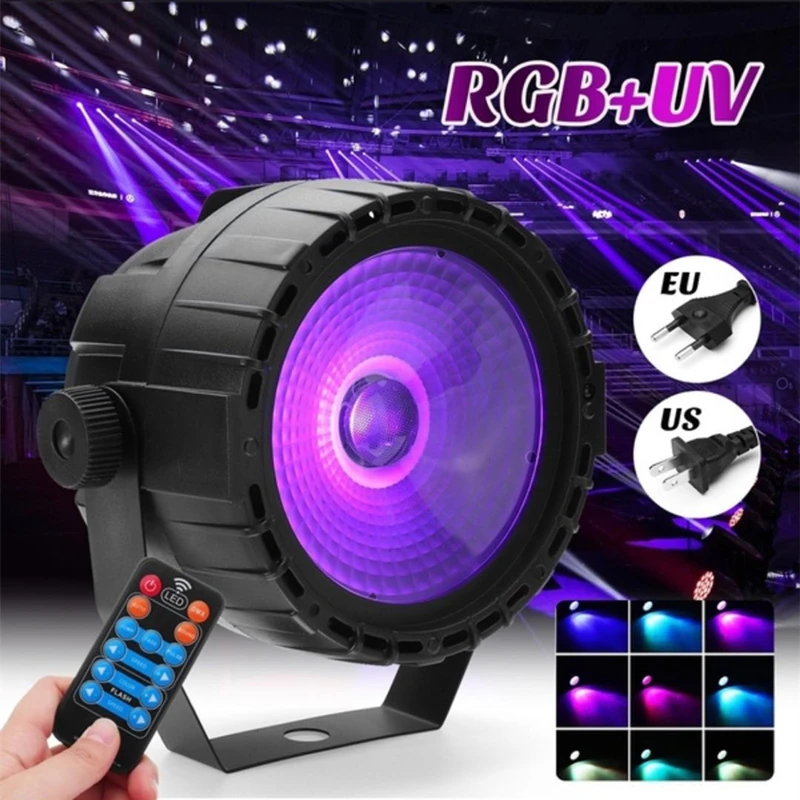 

30W RGB UV COB LED Stage Light Wireless Remote Control LED Wash Wall Stage Lighting Lamp Par Light DJ DMX Lights For Party Disco