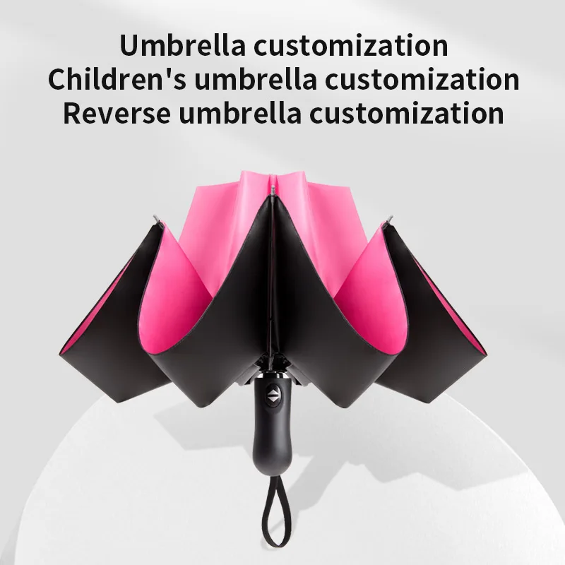 

2019 Automatic reverse umbrella 8 bone tri-fold reverse umbrella 10 bone solid color anti uv umbrella parapluie inverse automati