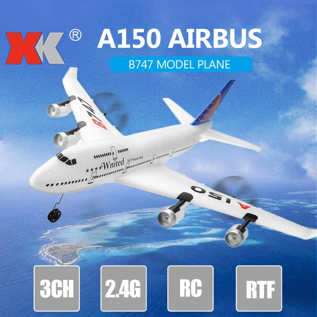 Xk-avião de controle remoto a150 b747, modelo de avião rc com asa fixa,  2.4g, 3ch, 200m, distância de controle remoto - AliExpress