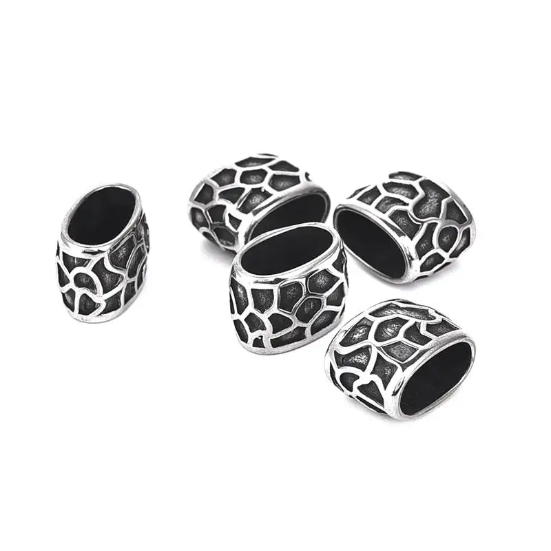 

12*6mm Stainless Steel Turtle Crack European Big Hole Beads For Leather Bracelet DIY Jewelry Making Spacer Beads
