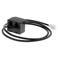 connector מתאם זכר טלפון RJ-9 ל 2 נקבה 4P4C Connector מתאם ספליטר כבל מאריך (25 ס"מ / 08ft) (5)