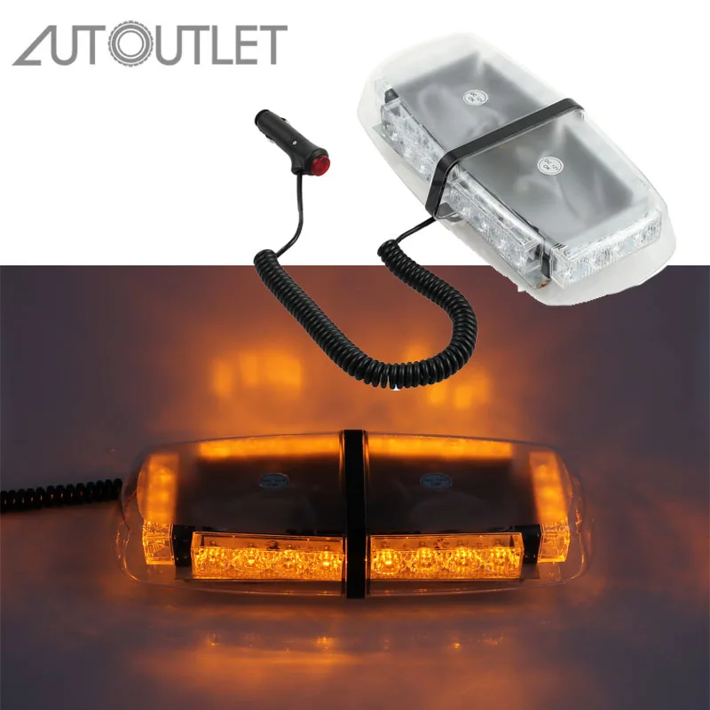 

AUTOUTLET 12V 24LED Car Emergency Warning Strobe Light Lamp Magnetic Base Vehicle Roof Flashing Warning Light