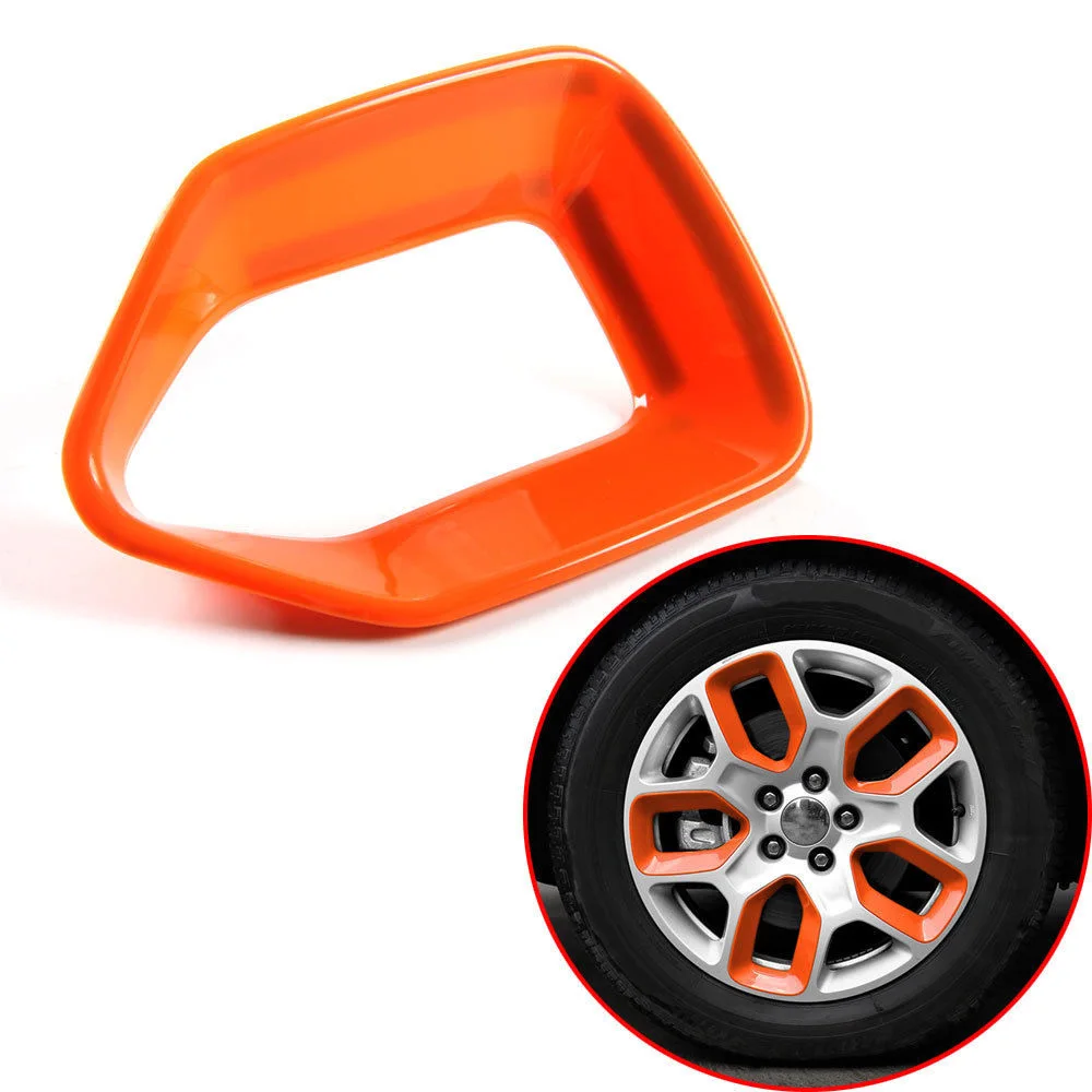 

1 PCS Car Exterior Wheel Hub Orange Decoration Cover Trim For Jeep Renegade 2015-2018