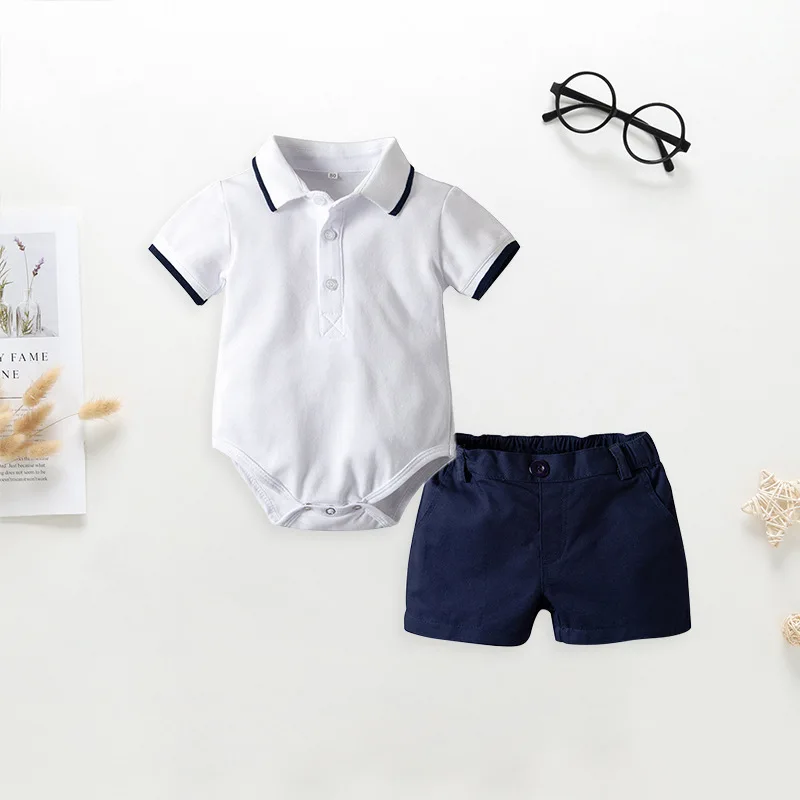 

Cotton Baby Kids Clothes Set Toddler Baby Boys Summer Gentleman Short Sleeve Romper Shirt+Shorts 2PCS Children Sets Boys Clothes