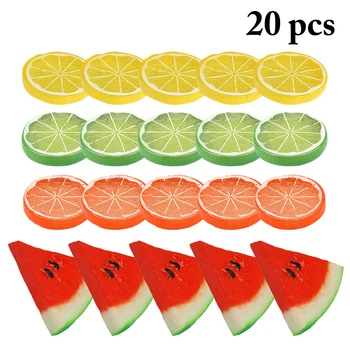 

Simulation Fruit Slice Small Yellow Lemon Slice 5+Small Green Lemon Slice 5+Orange Slice 5+Large Triangle Watermelon Skin 5