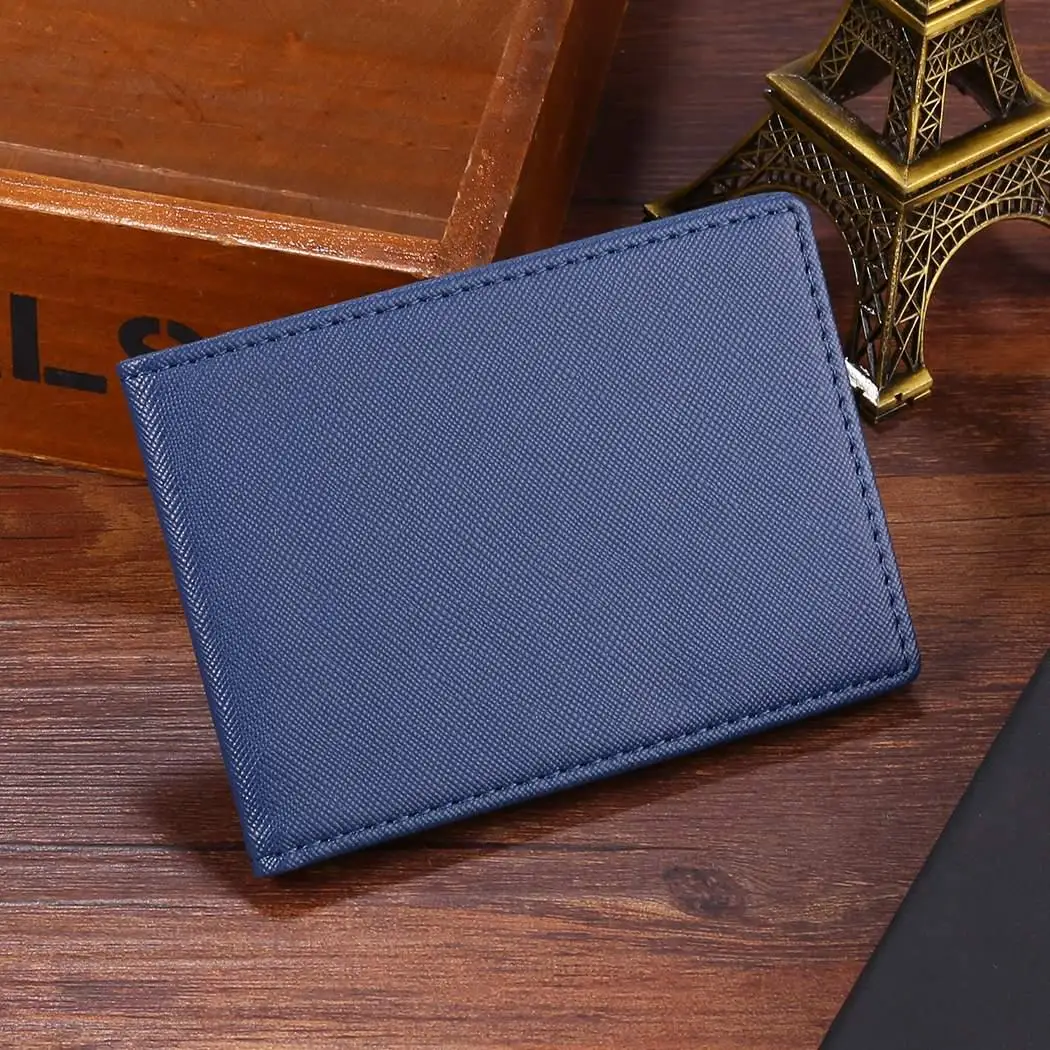 

Men Fashion Soft Solid Square Open Short Bi-Folded Clip Wallet Card Slots, Photos Holder, Money Holder