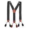 35mm Width Suspenders For Men Brown Leather Trimmed Button End Elastic Tuxedo Y Back Men Fashion Suspenders Pant Braces Dad Gift ► Photo 2/5