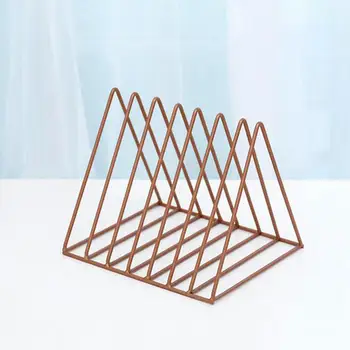 

Nordic triangle simple wrought iron desktop storage rack shelf file magazine storage box office rack jewelry(copper)