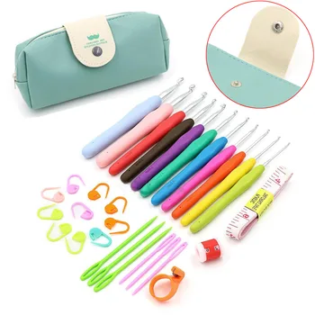 

JX-LCLYL 30pcs New Crochet Hooks Kit Yarn Knitting Needles Clips Sewing Tool Set with Bag