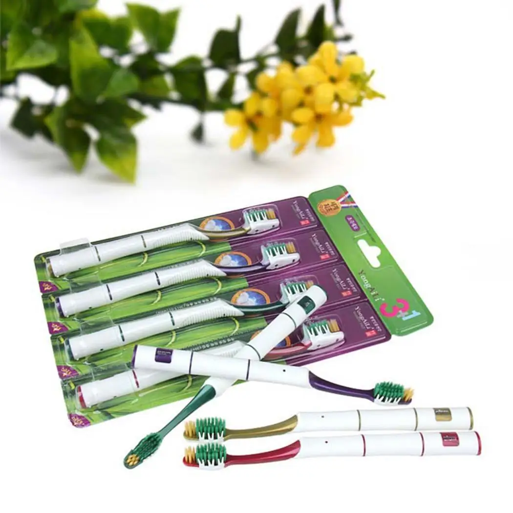 

4Pcs/ Family Pack Anti-Slip Handle Brush Antibacterial Multi color Adult Toothbrush