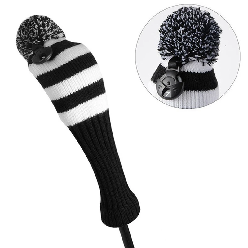  New Knitted Golf Club Head Covers Putter Headcovers For Golf Club Accessories 1 3 5 Pom Pom Sock Cover Wood Golf Headcover 
