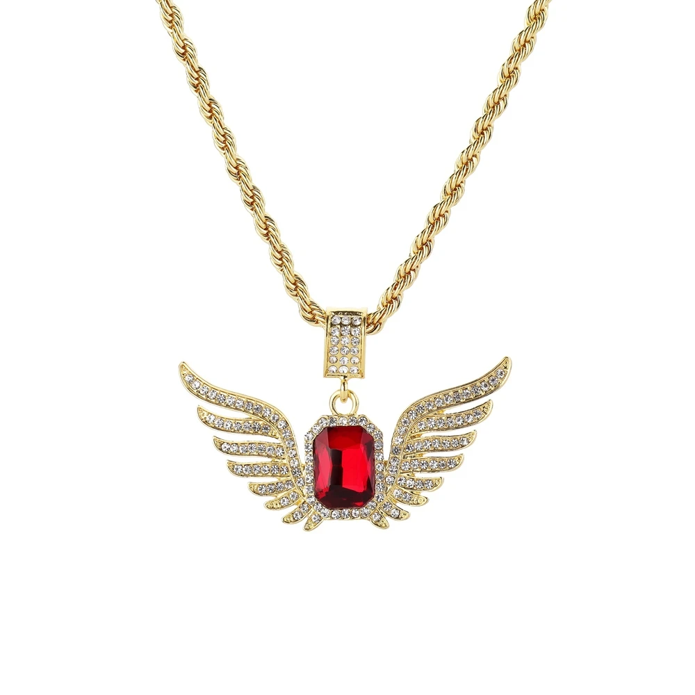 

New Design Crystal Rhinestone Angel Wing Sweater Chian Necklace Fashion Charms Zircon Twisted Chain for Women Shellhard Jewelry