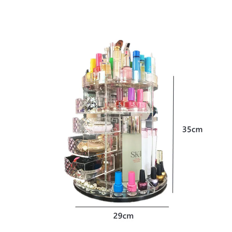 Новое поступление с выдвижным органайзером для макияжа коробка вращающиеся украшения продукты для ухода за кожей прозрачный акриловый; для хранения косметики коробка для женщин