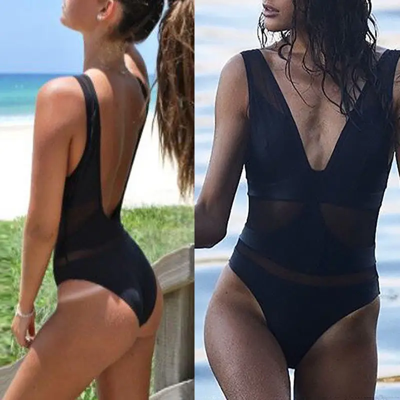 

Sexy Women One Piece Swimwear Mesh Backless Monokini Swimsuit Bathing Suit Biquini