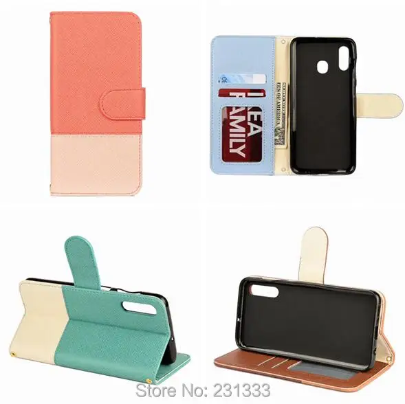 

C-ku Wallet Leather Pouch Case For Samsung Galaxy A50 A30 M10 M20 Vertical Dual Color TPU ID Card Stand Skin Cover Fashion 1pcs