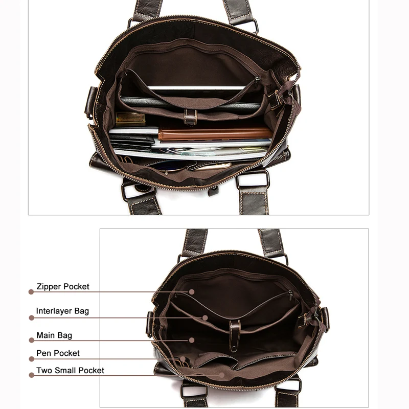Сумка мессенджер мужская из натуральной кожи для ноутбука 14 дюймов|Портфели| |