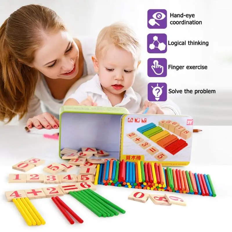 Обучения детей игрушки деревянные игрушки для детей Математика игры Придерживайтесь Математика номера Счетные палочки развивающие арифметические Stick