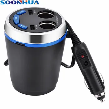 

SOONHUA Dual USB Car Charger Fast Charging Car Bluetooth FM Transmitter Cigarette Lighter Socket Support MP3 Handsfree Calling