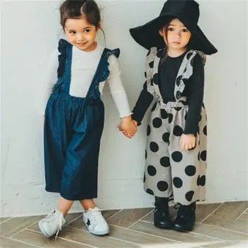 

6M-5T Kids Baby Girls Denim Overalls Ruffle Strap Romper Jumpsuit Pants Outfit Clothes Wholesale