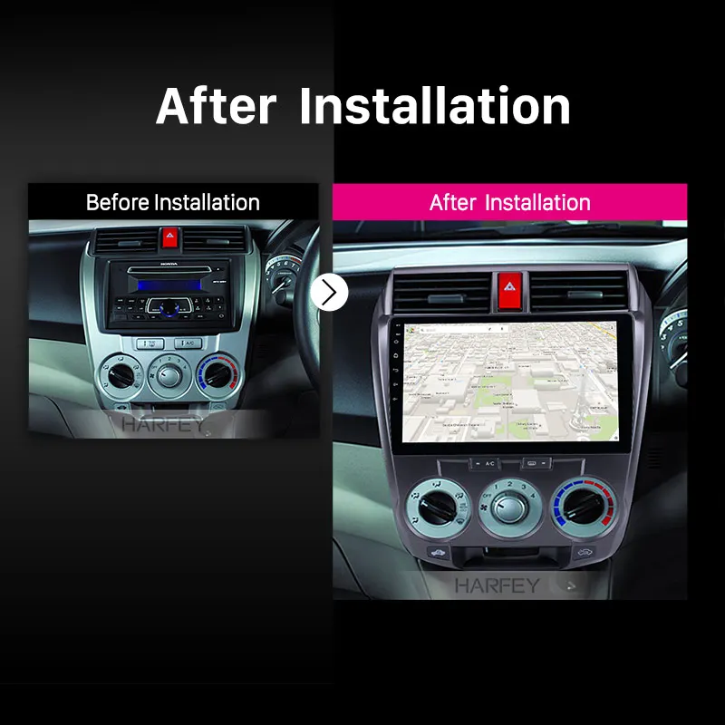 Excellent Harfey Car Stereo for 2006 2007 2008-2013 Honda CITY Android 8.1 Radio with GPS Bluetooth USB WIFI OBD2 Steering Wheel Control 5