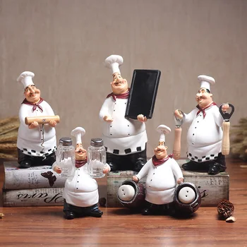 

American resin chef white top hat chef kitchen decoration home craft gift wine cabinet desktop decoration Beauty Flying Pigs