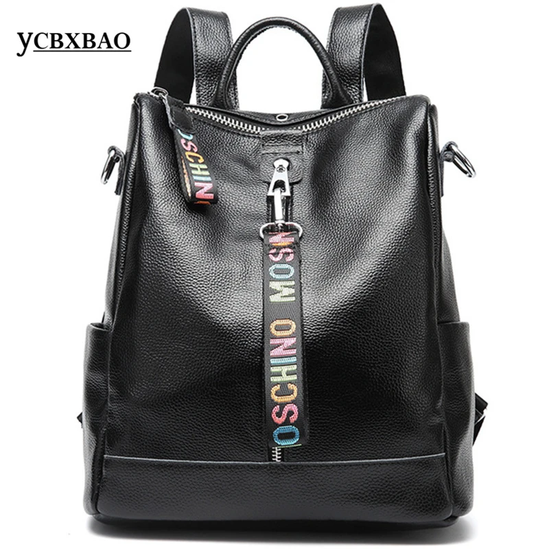 Для женщин Элитный бренд пояса из натуральной кожи рюкзак женский рюкзак для путешествий Черный школьная сумка для студентов подростков