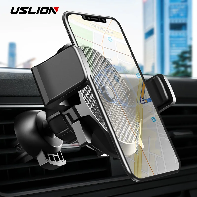 

USLION 10W QI Wireless Car Charger Holder for iPhone XS Max XR C 6 7 8 Plus Samsung Galaxy S9 S8 Note 9 Quick Charging Stand