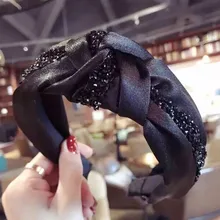 Роскошная широкая шелковая ткань, повязка на голову с кристаллами, тюрбан на голову для женщин, повязки на голову для девочки, повязка на голову, ювелирные аксессуары