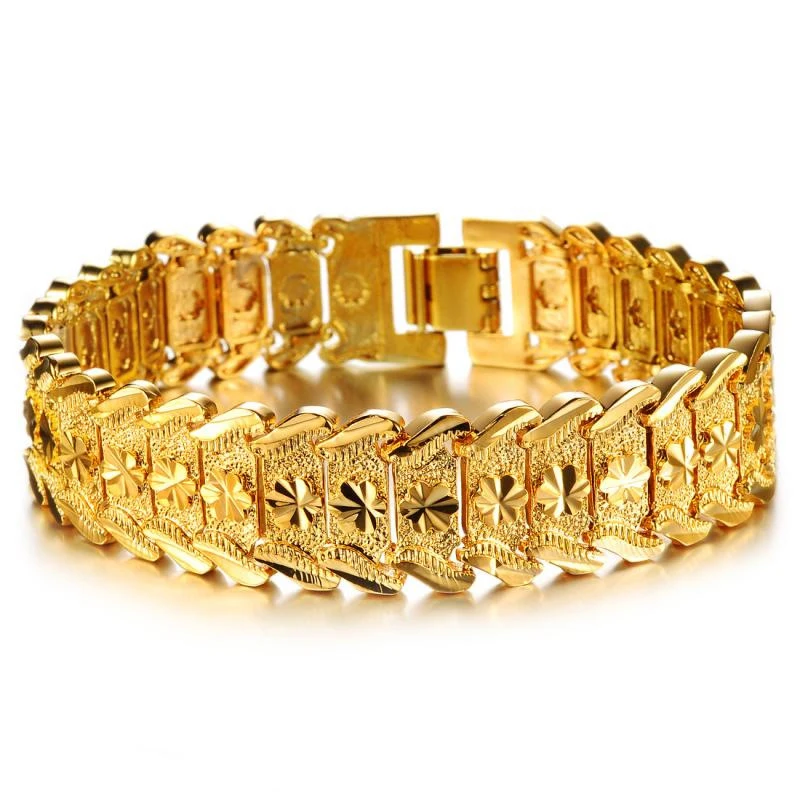 

Vintage 14K Golden Bracelet Deals Gift 14K Gold engagement chain pulseira Men's bracelet Bileklik Bizuteria Kehribar jewelry