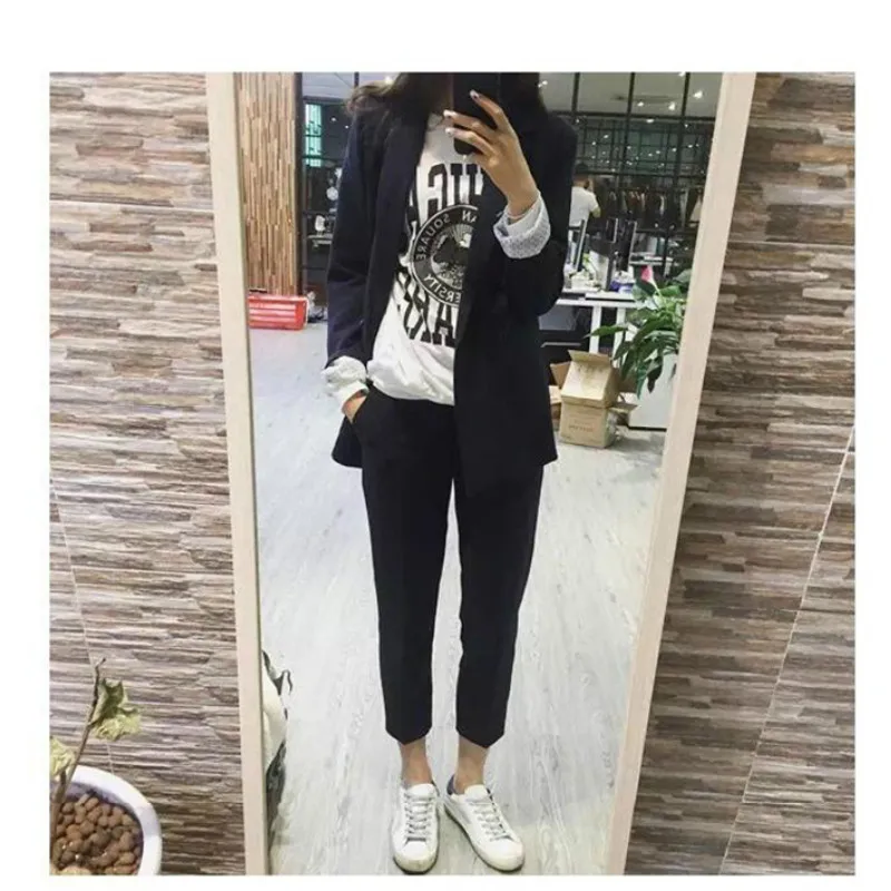 Women's suit pants suit Fashion solid color 5XL suit suit female Black suit jacket set Casual pants suit Two-piece set