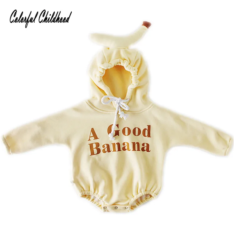 

Newborn Infant funny Baby Bodysuit Girls Long Sleeve Banana Pattern Hooded Kids Bodysuits Toddler Winter Children Clothes 6-24m