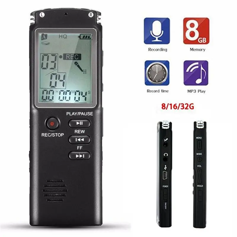 32G Rechargeable Digital Audio Sound Voice Recorder Pen Dictaphone MP3 Player 