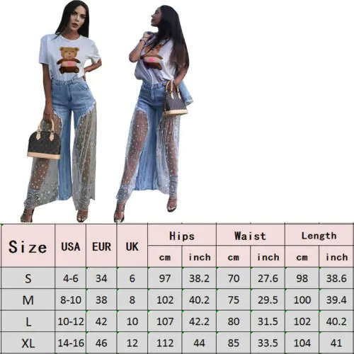 Женские рваные брюки с высокой талией, прозрачные сетчатые джинсы, повседневные длинные брюки, размер s-xl