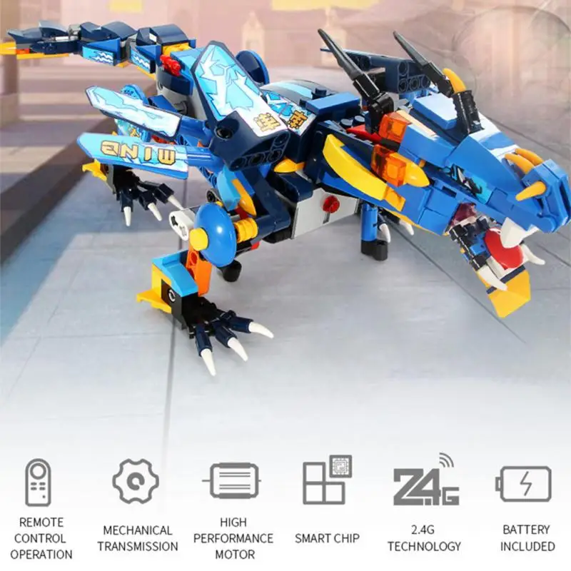 

2.4GHz RC Dragon Robot Toy DIY Assemble Remote Control Building Block Dragon Robot Toys For Kids Boys Birthday Gift