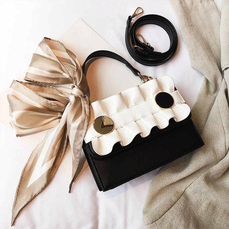 

2019 Silk Scarf Ladies Crossbody Bags Women Leather Luxury Handbags Famous Brand Designer Female Evening Clutch Shoulder Bag Sac