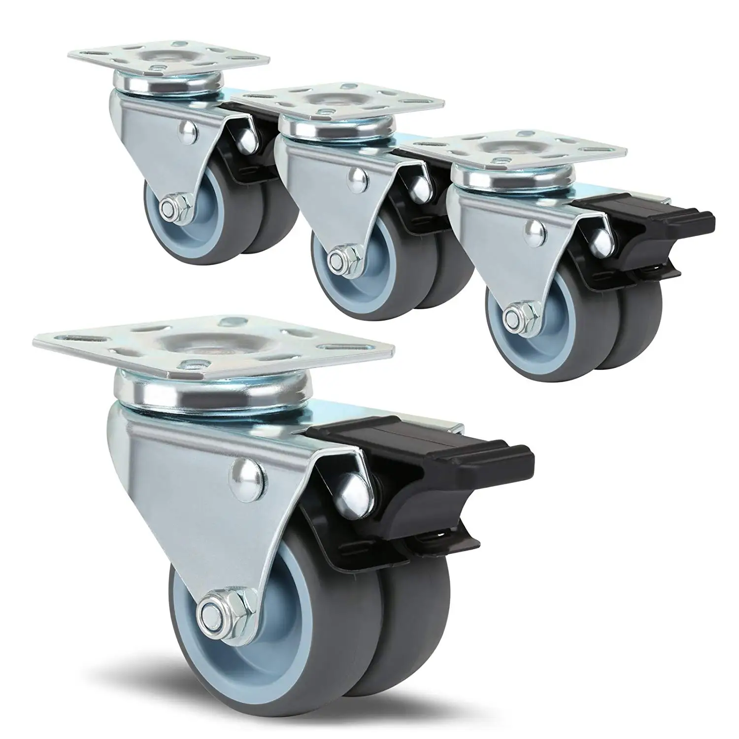 

ELEG-4 x Heavy Duty Swivel Castor Wheels 50mm with Brake for Trolley Furniture