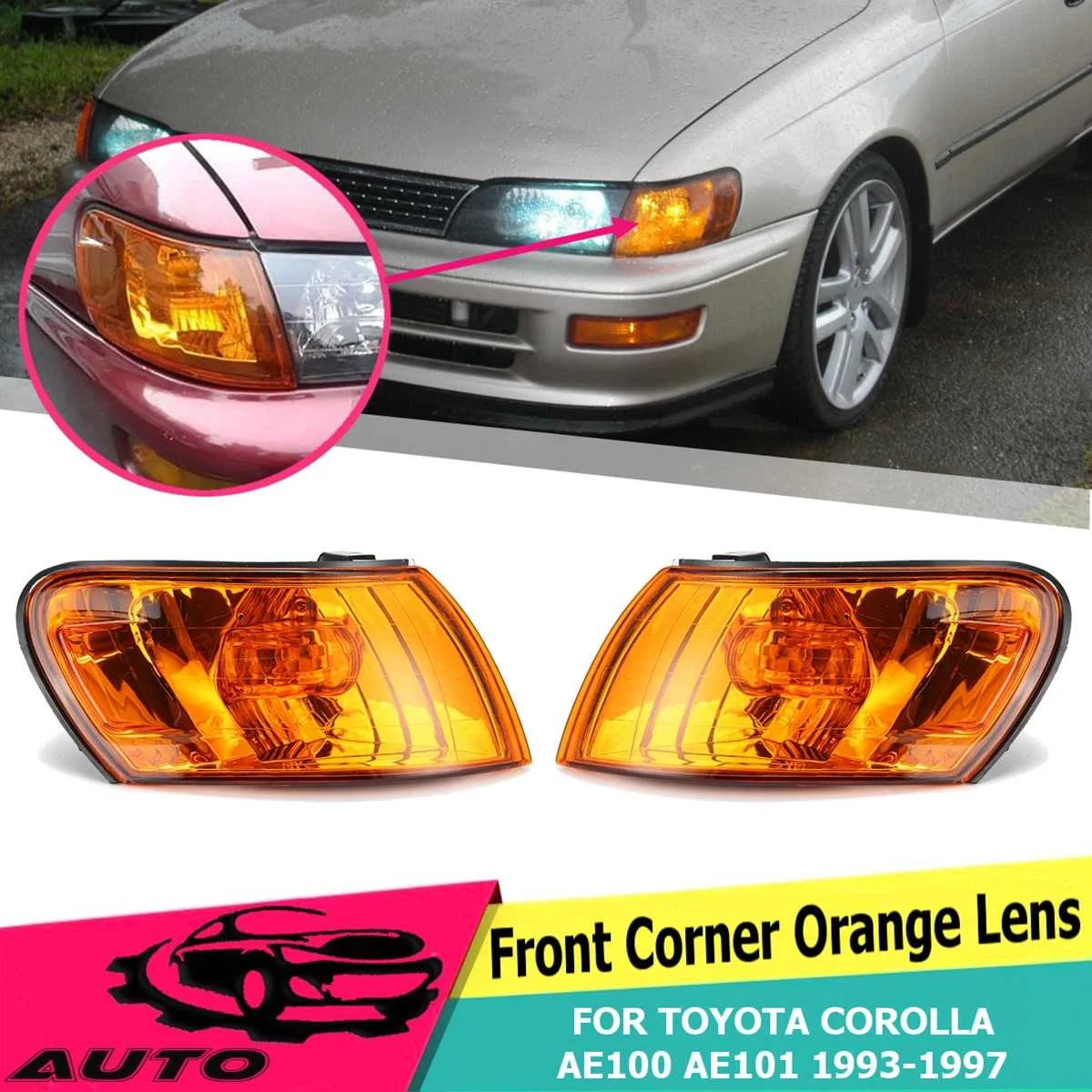 

1 Pair Front Signal Coner Light No Bulb Amber Lens Glass Lamp For Toyota Corolla AE100 AE101 E100 1993 1994 1995 1996 1997