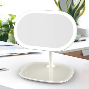 

360 Degree Rotation Natural Light Portable Makeup Mirror LED Tabletop Mirror Cordless Rechargeable Powered Touch Screen