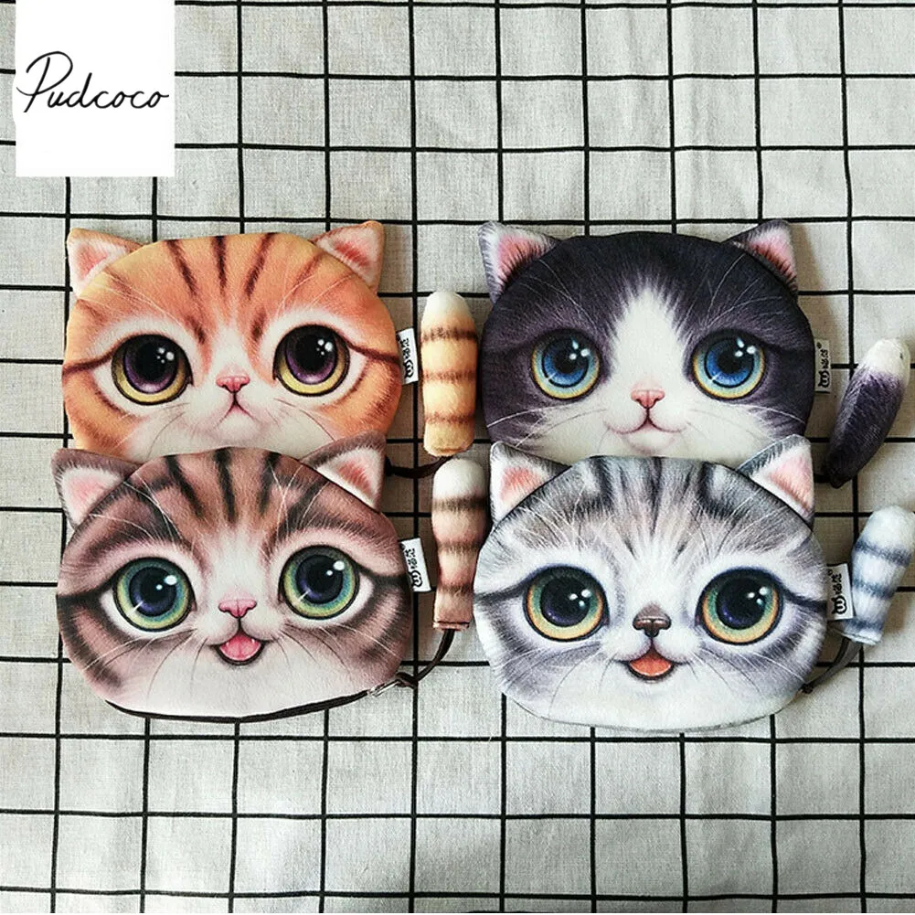 

2019 Children Animal Bags Coin Bag Purse Fashion Cute Small Tail Cat Coin Purse Wallet With Zipper Cats Purses With Tail