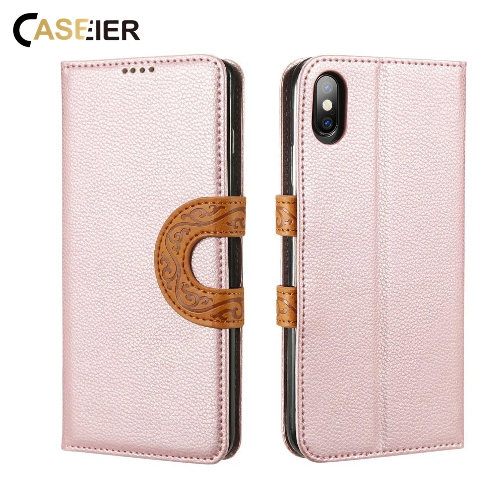 Кожаный чехол CASEIER для iPhone XR XS MAX X с отделением карт сумка 7 8 6 6S Plus 5 5S SE деловая