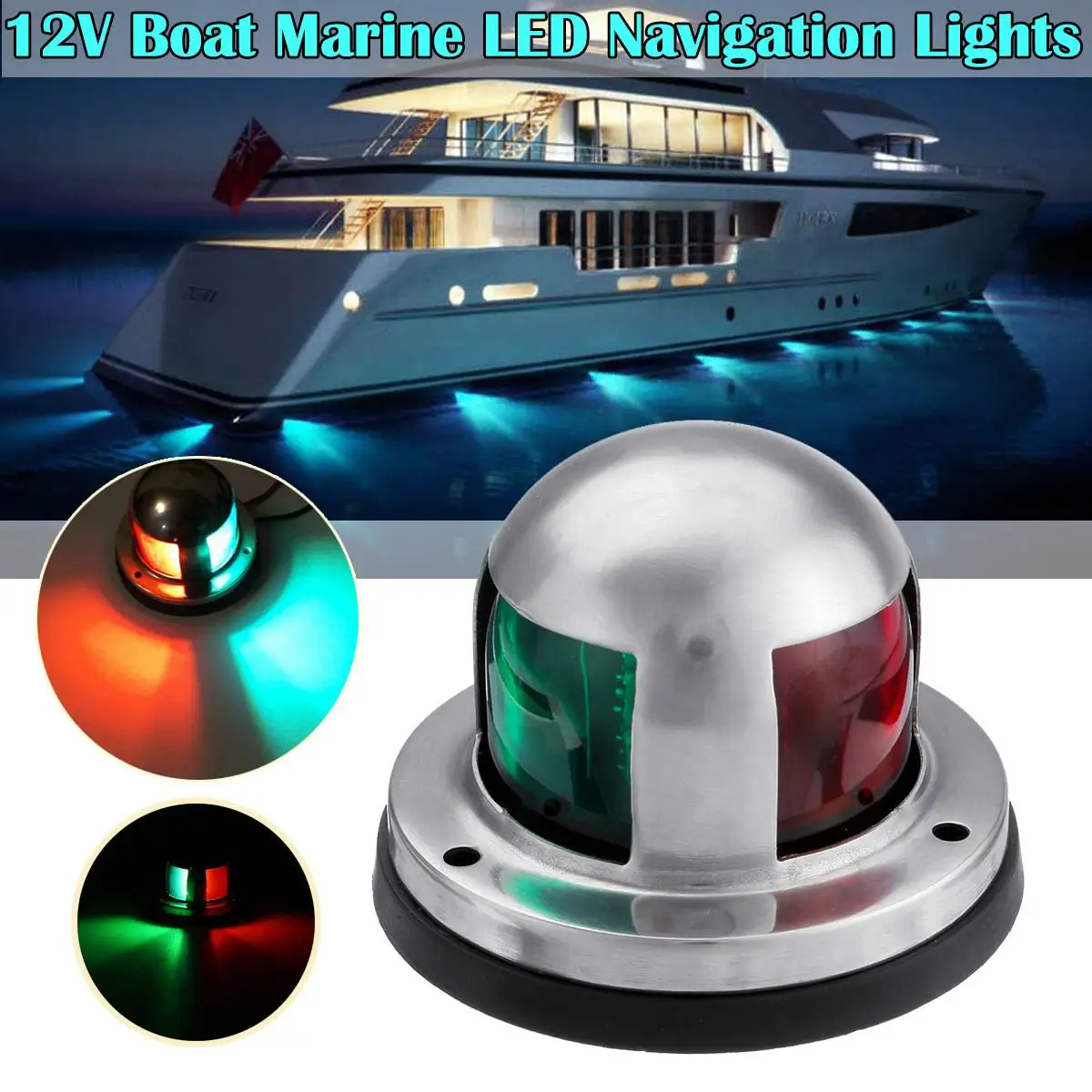 

Boat Light LED 12V Stainless Steel Navigation Light Red Green Sailing Signal Light for Marine Boat Yacht Accessories