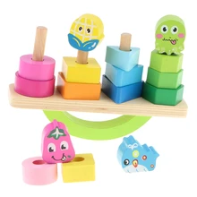 Деревянный ребенок башенка геометрические блоки игра фруктовый баланс луч головоломка образовательный стек балансирующая игрушка Подарки