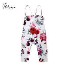 Pudcoco/Милая Одежда для новорожденных девочек от 1 до 6 лет, комбинезон прямой длинный пляжный костюм с цветочным принтом летняя одежда