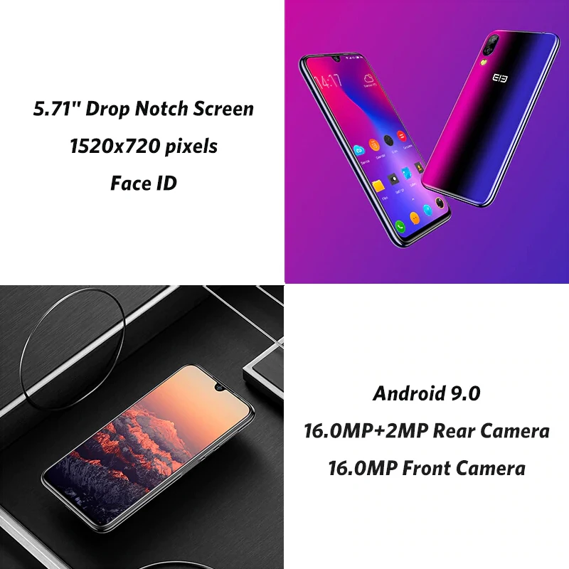 Elephone A6 Mini 4G смартфон 5 71 &quot19:9 экран капли Android 9 0 MT6761 Четырехъядерный 4 ГБ 32 ГБ/64 Гб 16