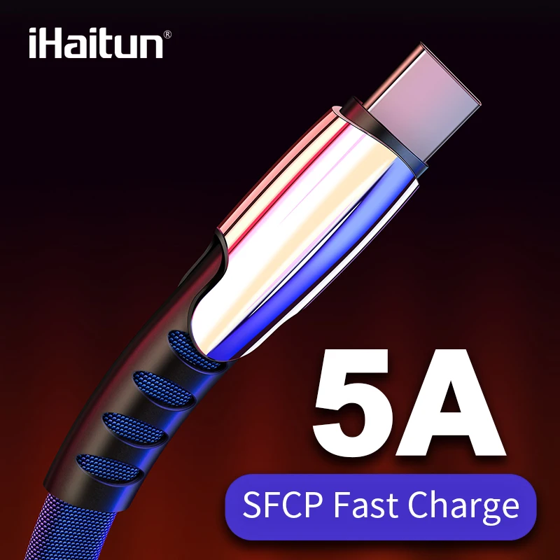 

iHaitun 5A Type C USB Cable For Huawei P20 Lite Honor 10 USB 3.1 Fast Charging Cord Phone Charger Redmi Note 7 Samsung Galaxy S9