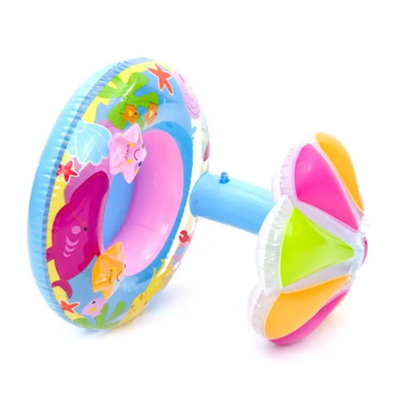 Детский Надувной круг для плавания для малышей купание и плавание бассейн надувной матрас W/навес Солнечный зонт с рисунком с обратной стороны гриб зонтик