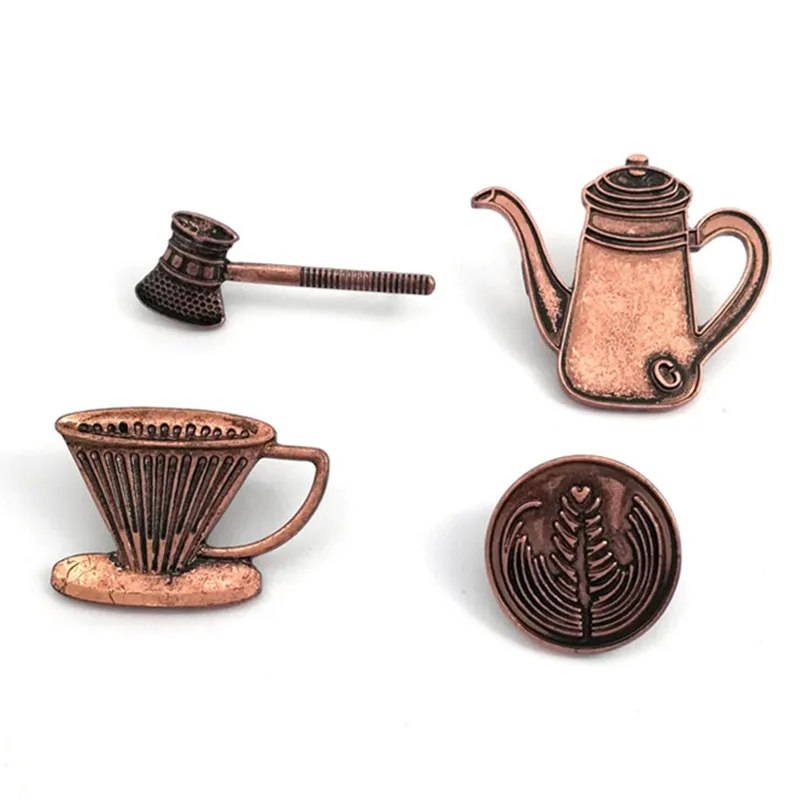 

Metal Cafe Badge Set for Uniform of Barista Waiter Waitress Gadget for Coffee Roaster Coffee Maker Bar Bistro w/ Needle Pin A4
