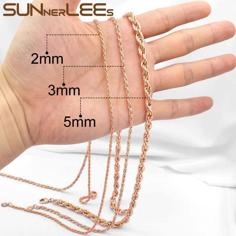 SUNNERLEES модные ювелирные изделия 2 мм ~ 5 веревка витая Цепочка Ожерелье цвета